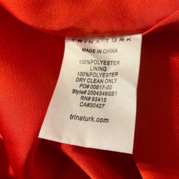 Trina Turk Women's Starry Dress Draped Crepe Tie Front‎ Orange size 0 NWT - Picture 11 of 11